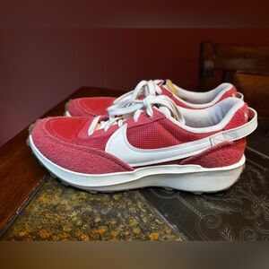 Nike Women's Red and White Retro Runner Sneakers